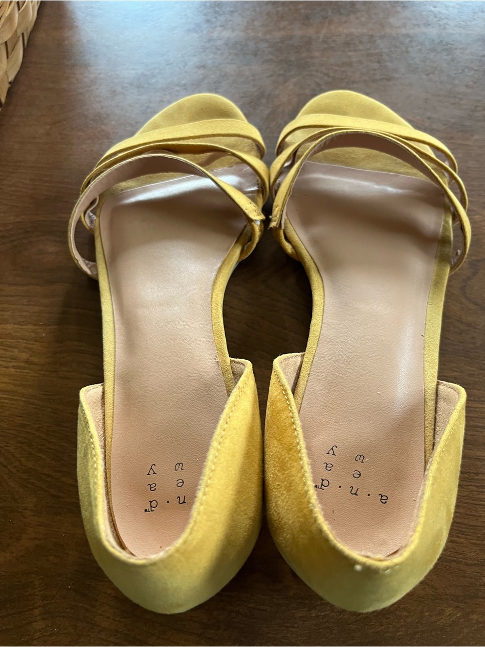 a new day Yellow Suede Strappy Block Heel Sandals
